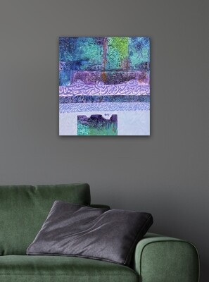 Abstract Lilac Turqouise Quran Verses Oil Painting