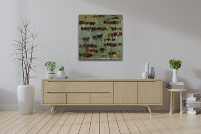 Abstract Farm Animals Collage Mixed Media Original Hand Painted Canvas