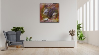 Abstract Mixed Flowers Collage Mixed Media Original Hand Painted Canvas