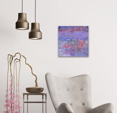 Abstract Pink Purple Arabic Calligraphy Oil Painting