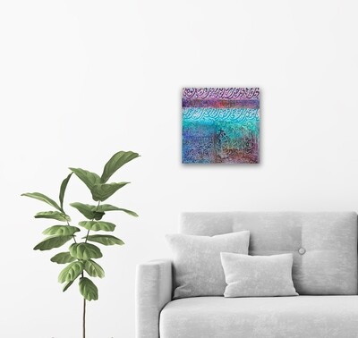 Abstract Multi Coloured Arabic Calligraphy Oil Painting