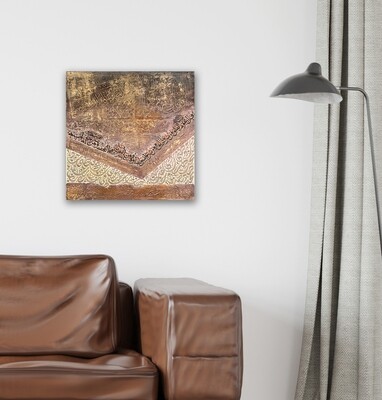 Abstract Beige Brown Quran Verses Oil Painting