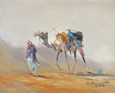 Desert Camel & Bedouin -  Knife Art Oil Painting