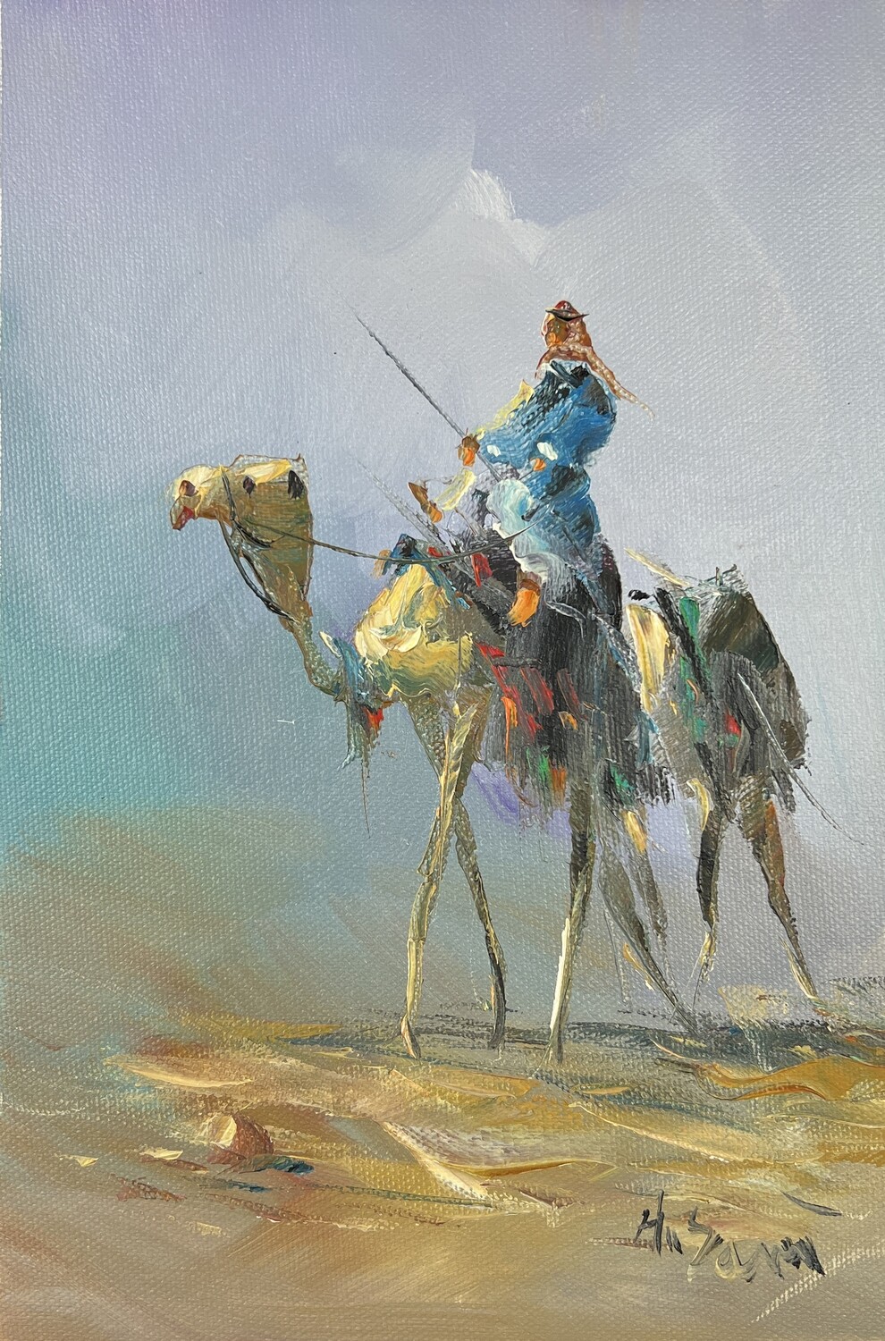 Bedouin & Camel in the Desert - Knife Art Oil Painting