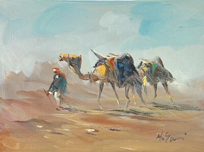 Bedouin & Camels - Knife Art Oil Painting