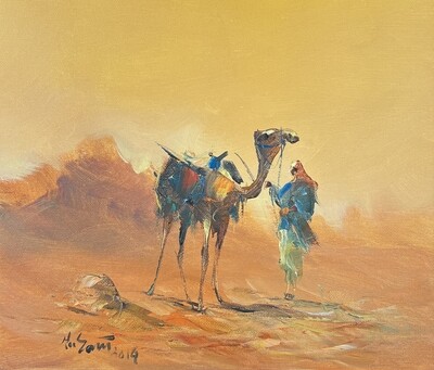 Bedouin & Camel - Knife Art Oil Painting