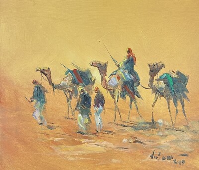 Bedouins & Camels - Knife Art Oil Painting