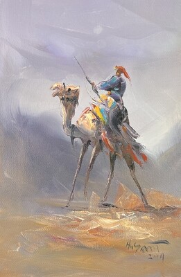 Bedouin Rider & Camel - Knife Art Oil Painting