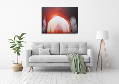 Scenic Taj Mahal through Doors Original Giclée Canvas