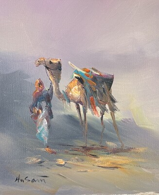 Desert Rider and his Camel - Knife Art Oil Painting