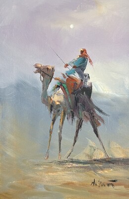 Desert Bedouin Rider - Knife Art Oil Painting