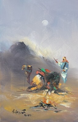 Desert Bedouin and Camel - Knife Art Oil Painting