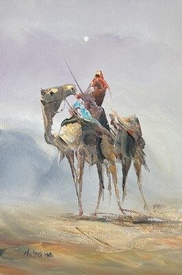 Desert Rider and Camel - Knife Art Oil Painting
