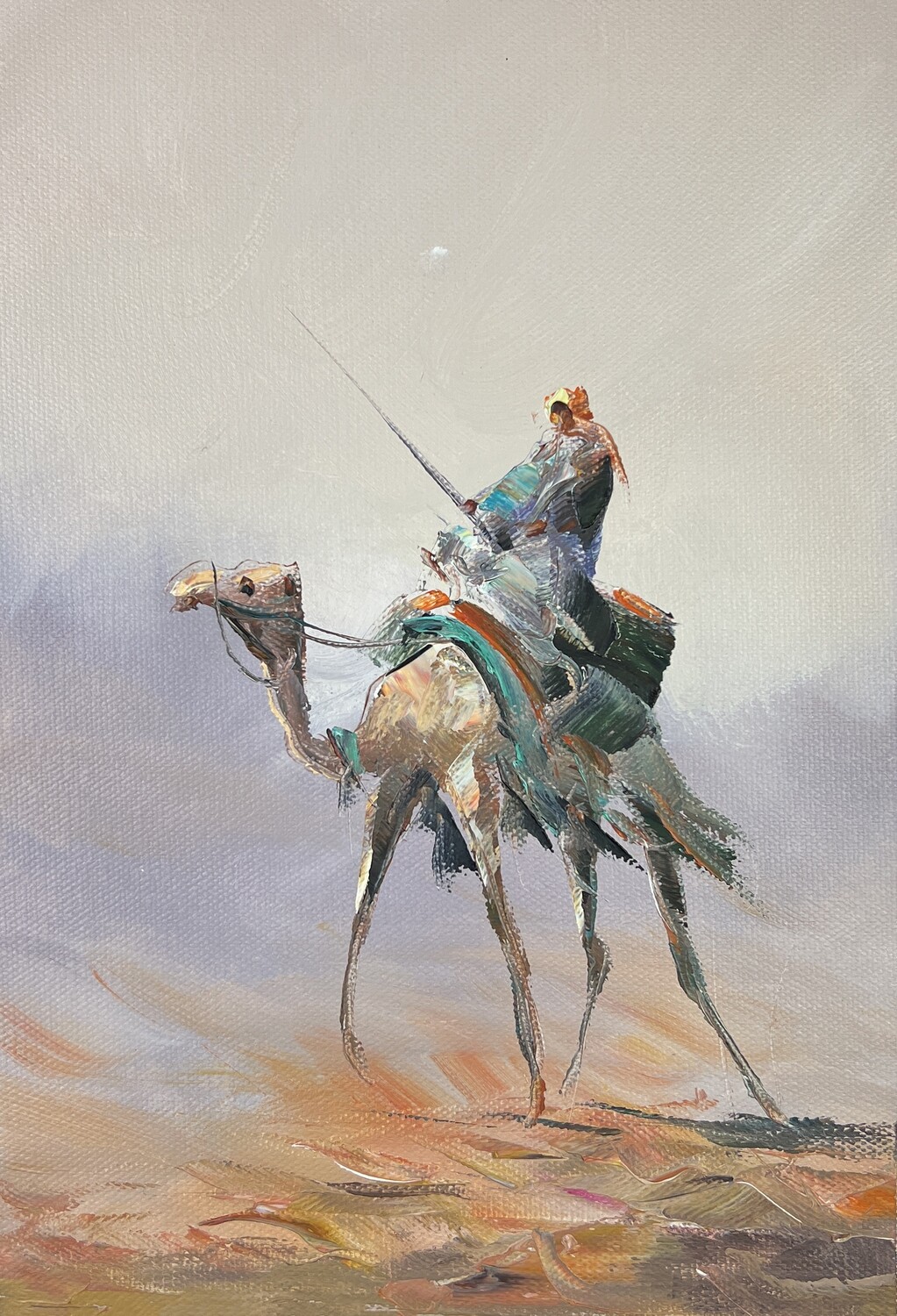 Desert Rider and Camel - Knife Art Oil Painting