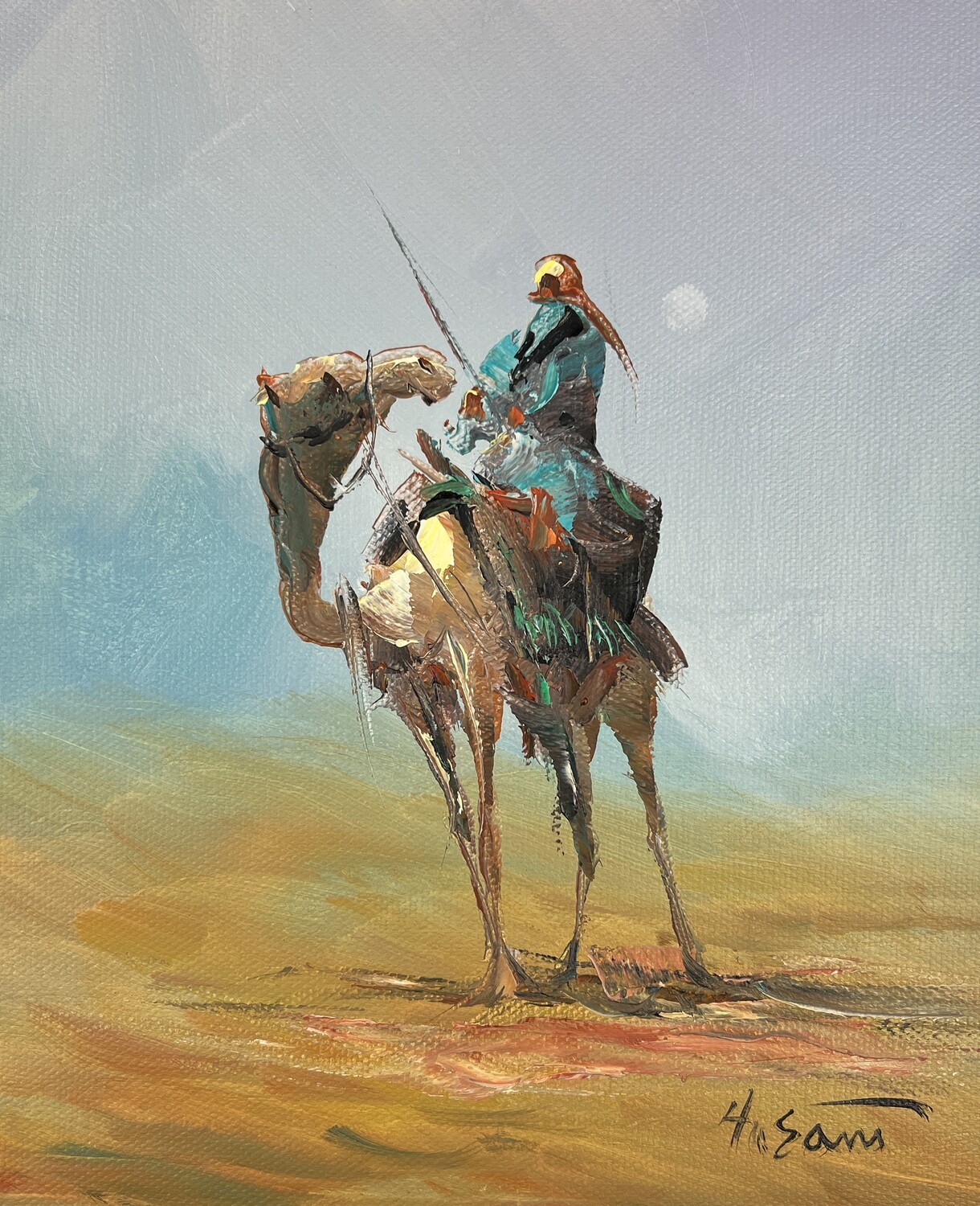 Desert Rider & Camel - Knife Art Oil Painting