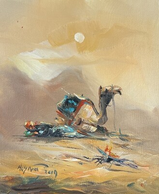 Camel in the Desert - Knife Art Oil Painting