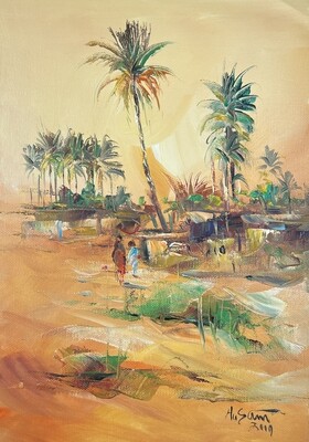 Desert Oasis - Knife Art Oil Painting