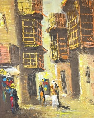 Village & Dwellers - Knife Art Oil Painting