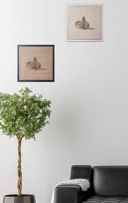 Bismillah Tughra Natural Jute Traditional Design Laser Cut in a White Frame