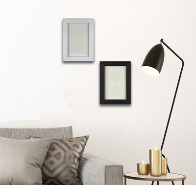 Allah &amp; Mohammed Kufic Bas Relief Design White Box Frame