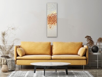 Ar-Rahim - Names of Allah - Orange &amp; Gold Abstract Calligraphy oil painting