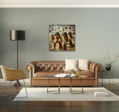 Abstract Dome Desert Village Original Hand Painted Canvas