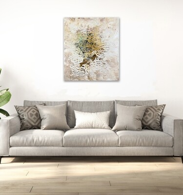 "Over all endued with knowledge is one, the All-Knowing." 12:76 Abstract Stylistic Design Textured Oil Painting