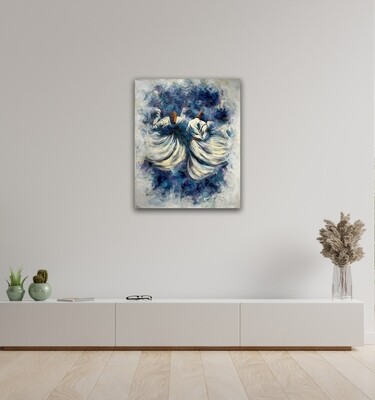 Whirling Dervishes Textured Oil Painting