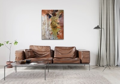 "Then which of the blessings of your Lord will you deny." Surah Rahman (55:49) - abstract calligraphy oil painting