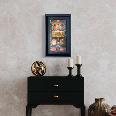 Multi-coloured Ancient Kiswa Kaaba Door 1015 AH Stone Art