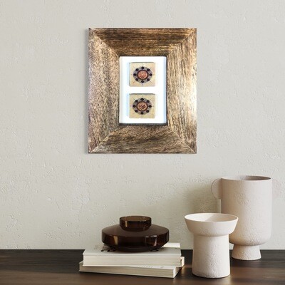 Allah & Mohammed White Design Stone Art in Solid Mango Wood Frame