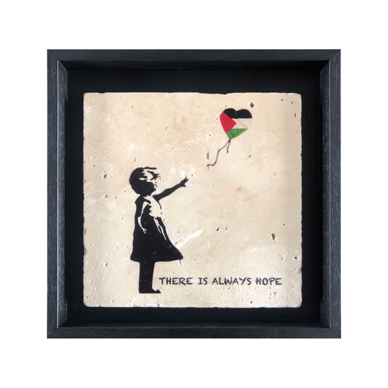 There is Always Hope Banksy's Girl with Palestine Balloon Design Stone Art