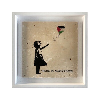 There is Always Hope Banksy's Girl with Palestine Balloon Design Stone Art
