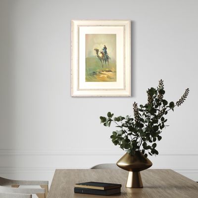 Bedouin Riding in the Desert - Knife Art Oil Painting in Distressed Frame