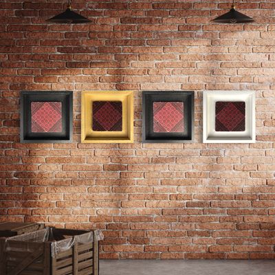 Palestinian Tatreez Black & Red Geometric Design Stone Art