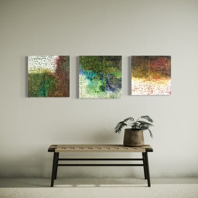 Abstract Multi Coloured Arabic Calligraphy Oil Painting