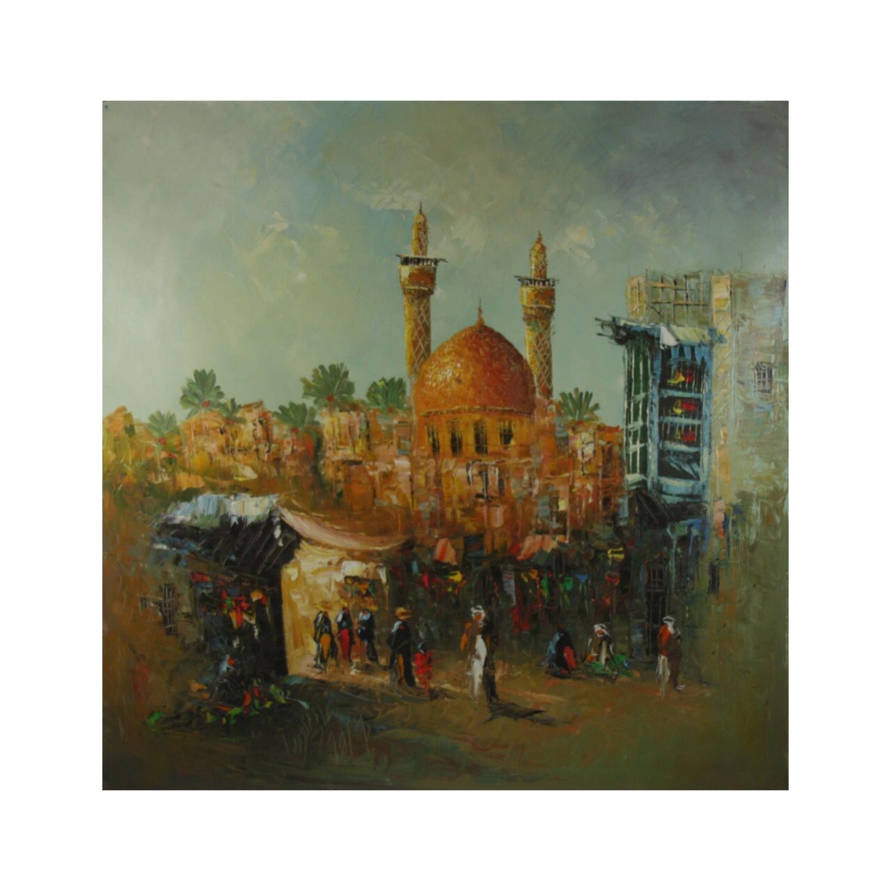 Streets of Baghdad Extra Large Knife Art Textured Multi-Media Canvas