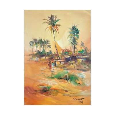 Desert Oasis - Knife Art Oil Painting