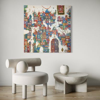 Abstract Aztec Door Collage Original Hand painted Canvas