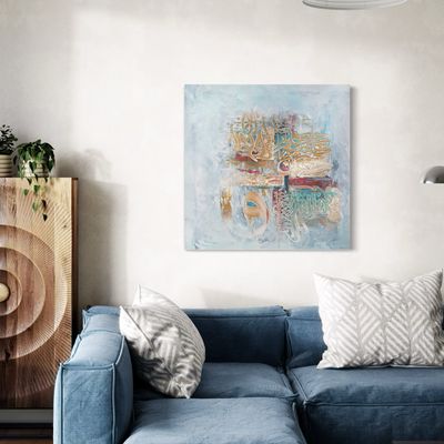 Abstract Arabic Calligraphy Gold Foiling Gold Foiling Textured Art Original Hand Painted Canvas