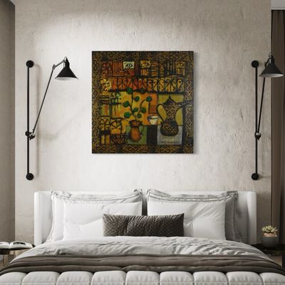 Abstract Collage Mixed Media Original Hand Painted Canvas