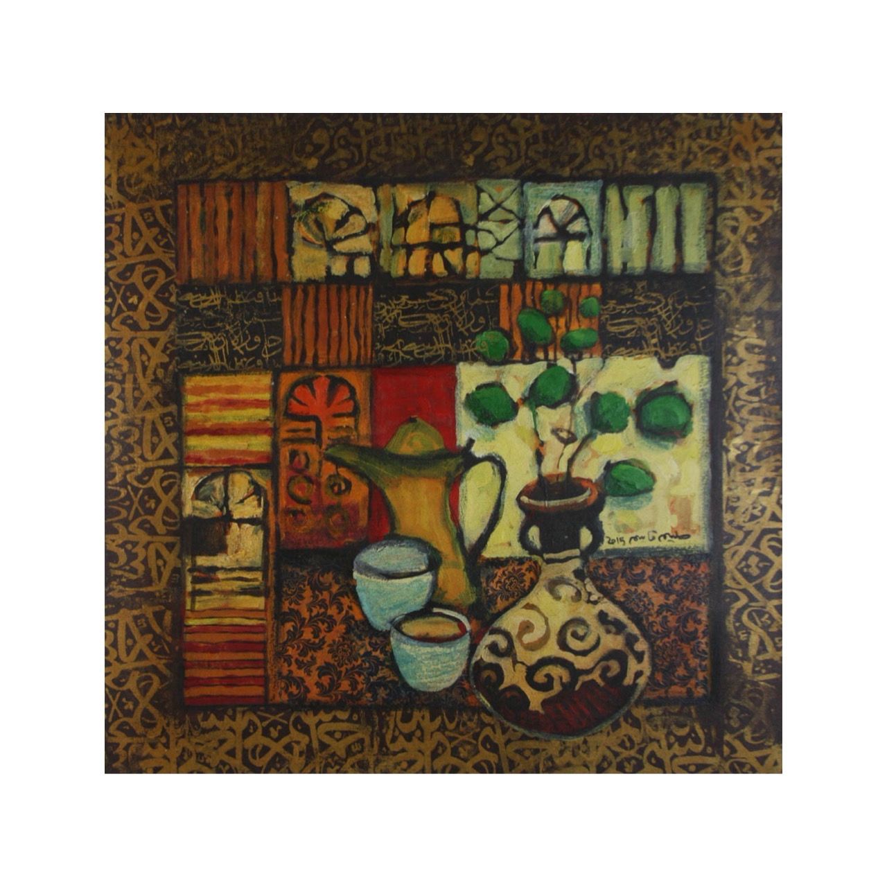 Abstract Collage Mixed Media Original Hand Painted Canvas