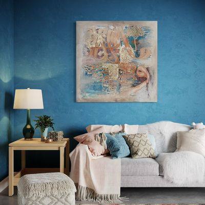 Abstract Arabic Calligraphy Gold Foiling Gold Foiling Textured Art Original Hand Painted Canvas