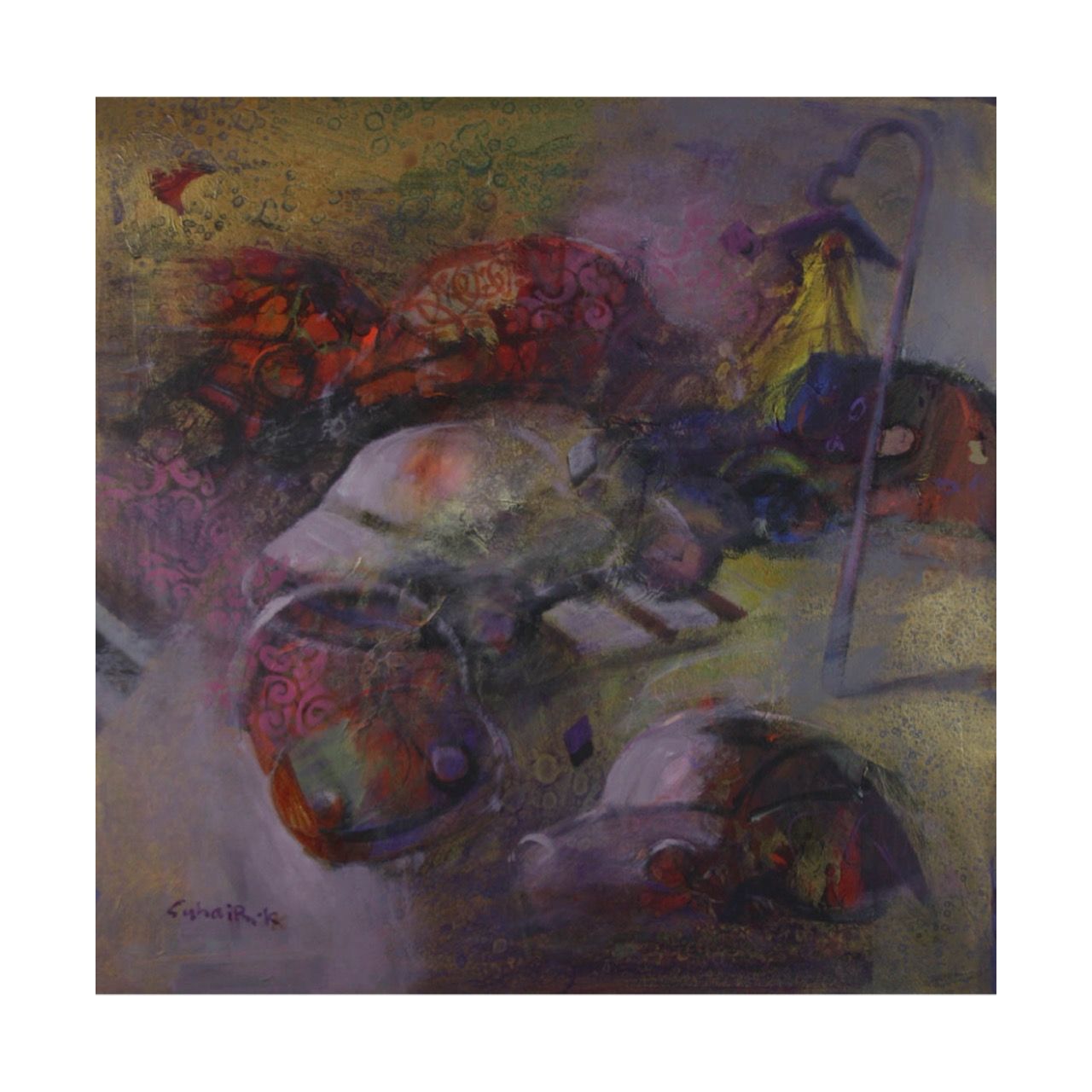 Abstract Mixed St &amp; Cars Collage Mixed Media Original Hand Painted Canvas