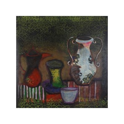 Abstract Collage Mixed Media Original Hand Painted Canvas