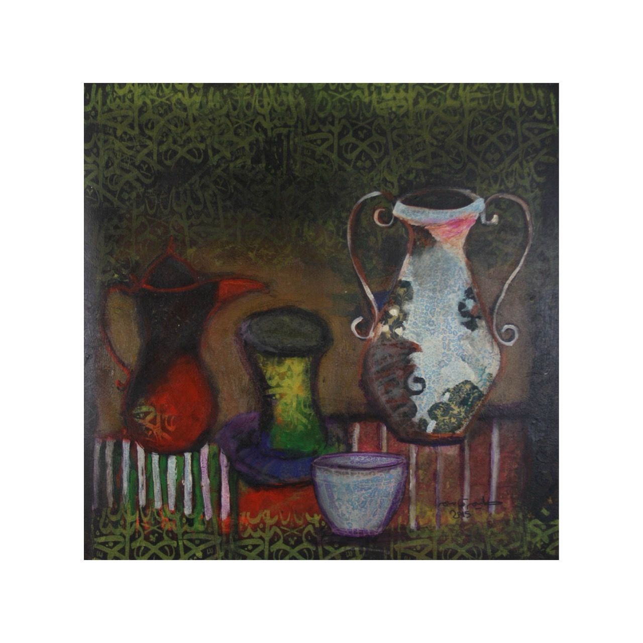 Abstract Collage Mixed Media Original Hand Painted Canvas