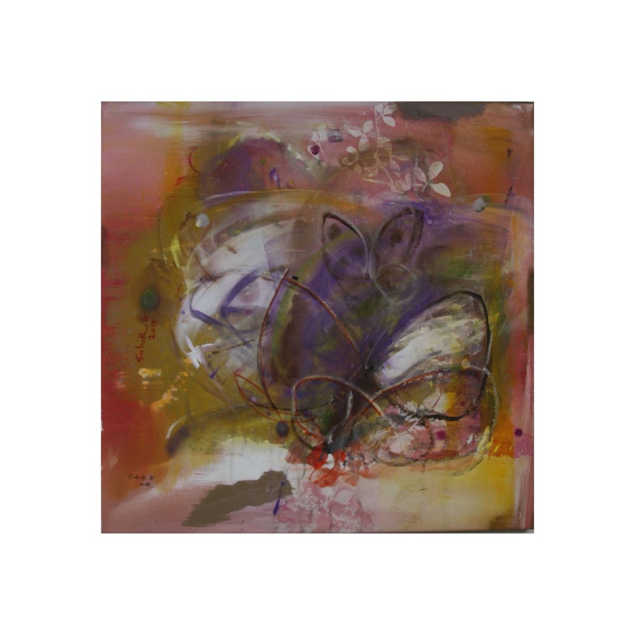 Abstract Mixed Flowers Collage Mixed Media Original Hand Painted Canvas