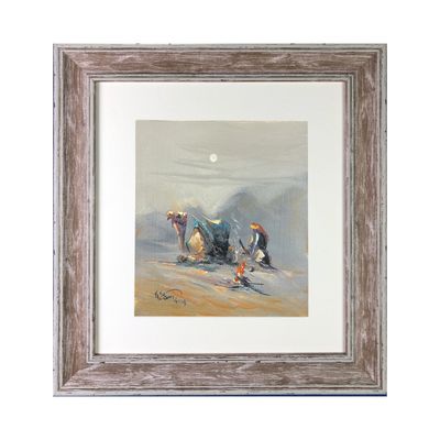 Desert Traveller &amp; Camel - Knife Art Oil Painting