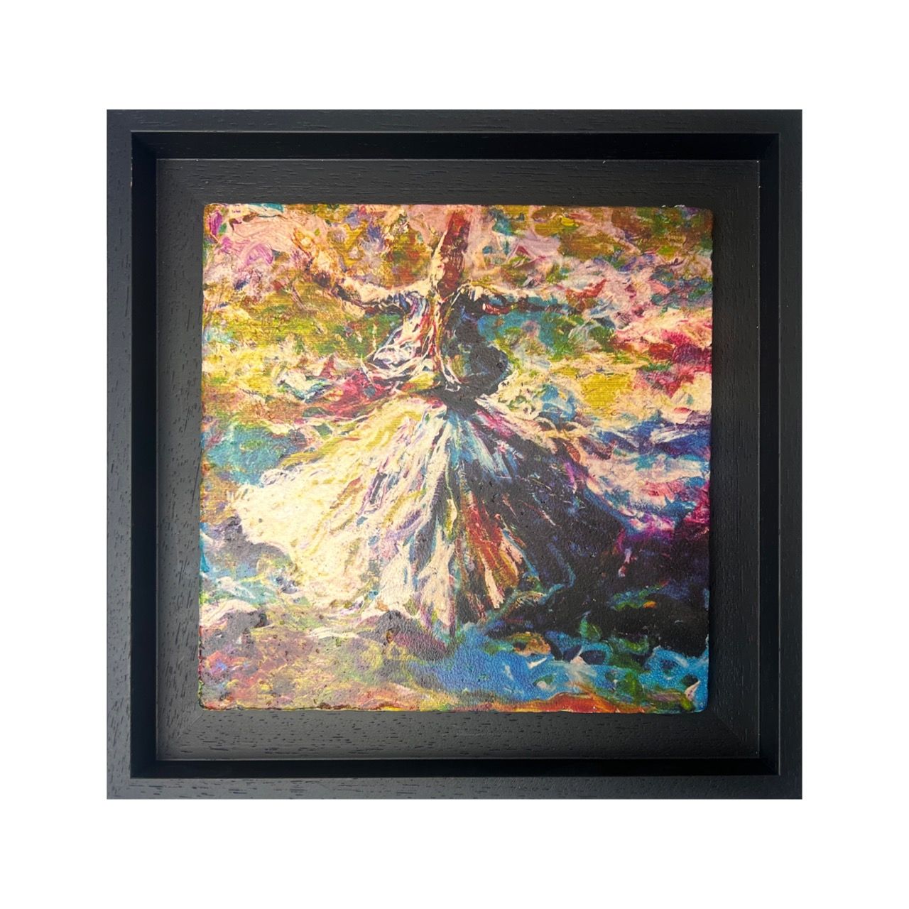 Whirling Dervish Abstract Stone Art, Frame Colour: Black, Size: Medium