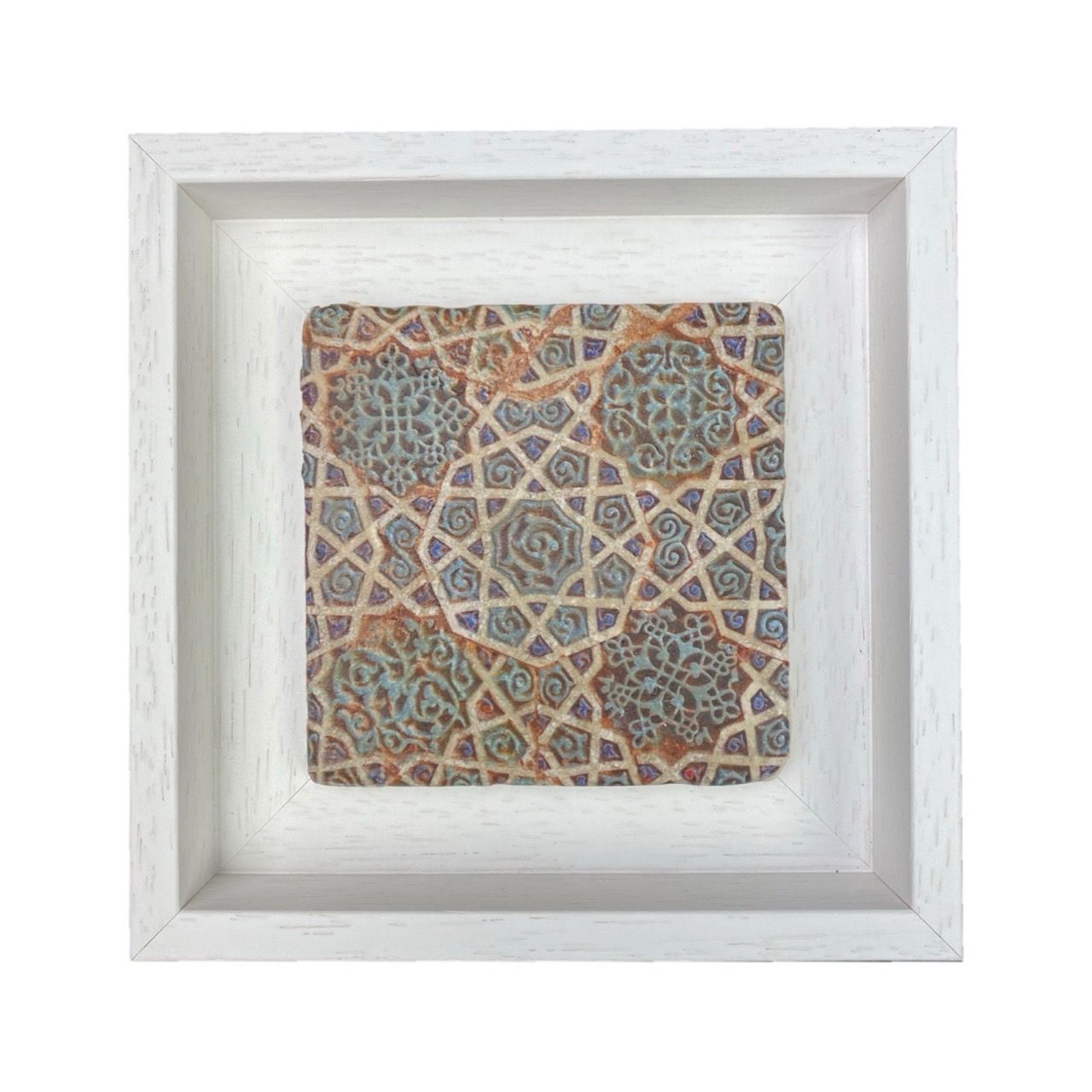 Cobalt Blue Turqouise Red Geometric Stone Tile